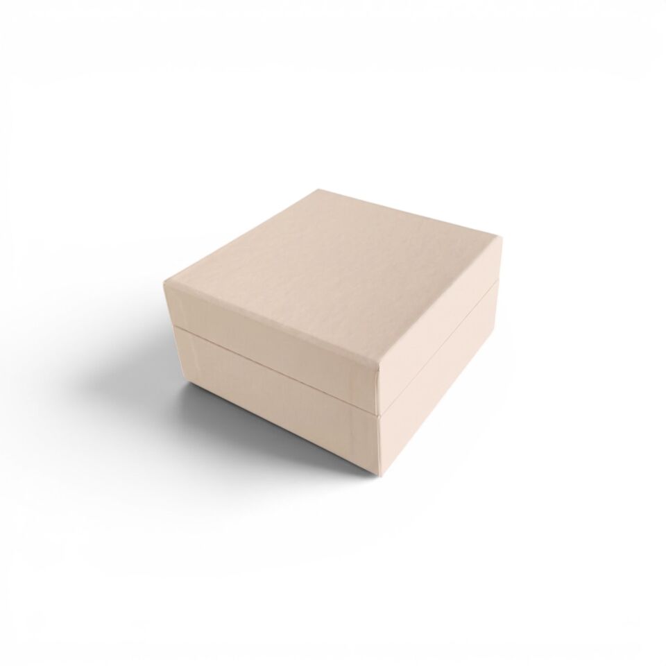 Aynalı Lambalı Kare Krem Mukavva Kutu - 15x15x8 cm