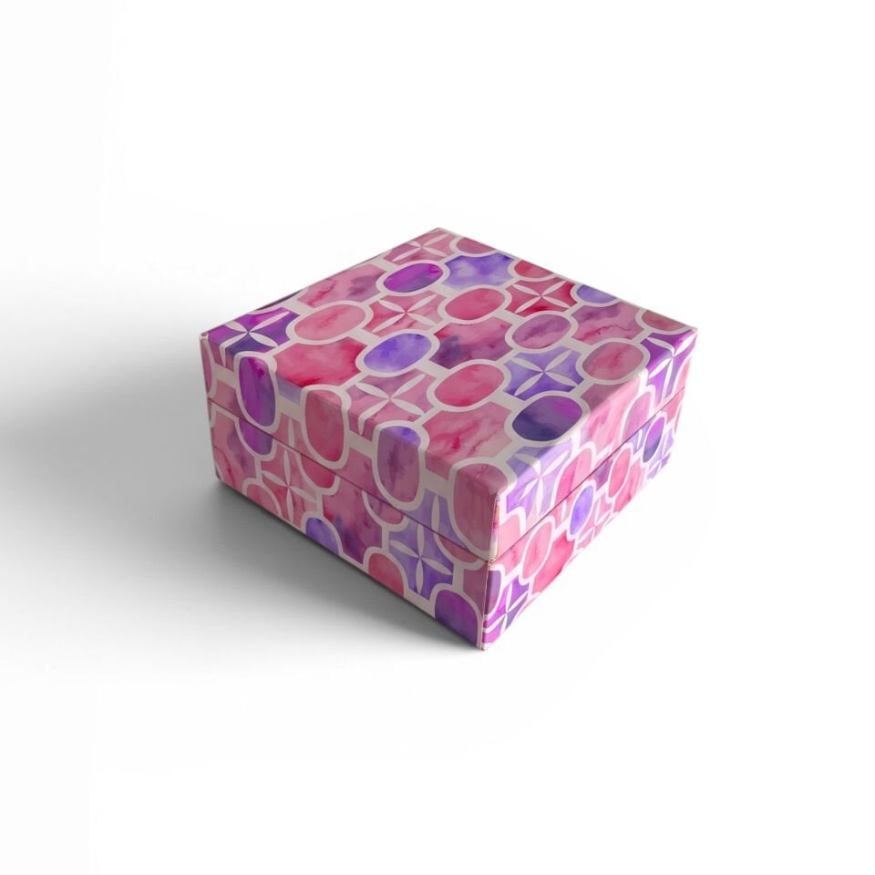 Aynalı Lambalı Kare Mukavva Kutu - 15x15x8 cm