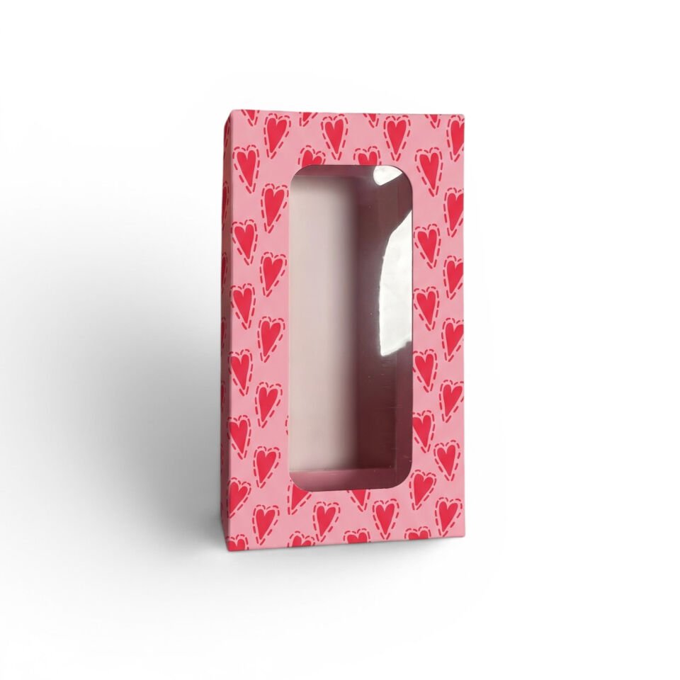 PVC Pencereli Kapaklı Zarif Küçük Hediye Kutusu - 8,8 x 16 x 3 cm