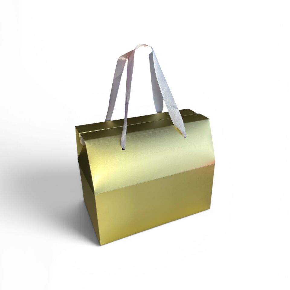 Kurdele Saplı Gold Çanta Kutu - 30 X 17 X 20 CM