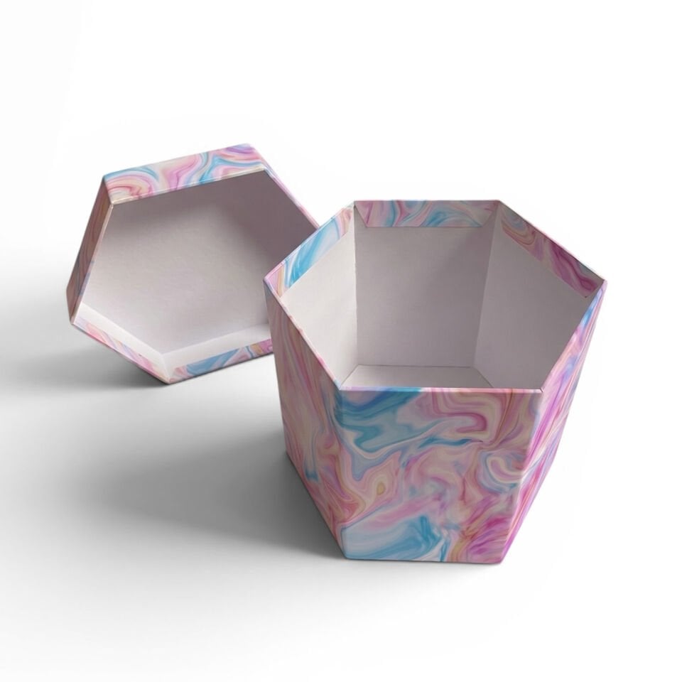 Kutu Kapak Altıgen Kutu - 15,5x13,5x13,4