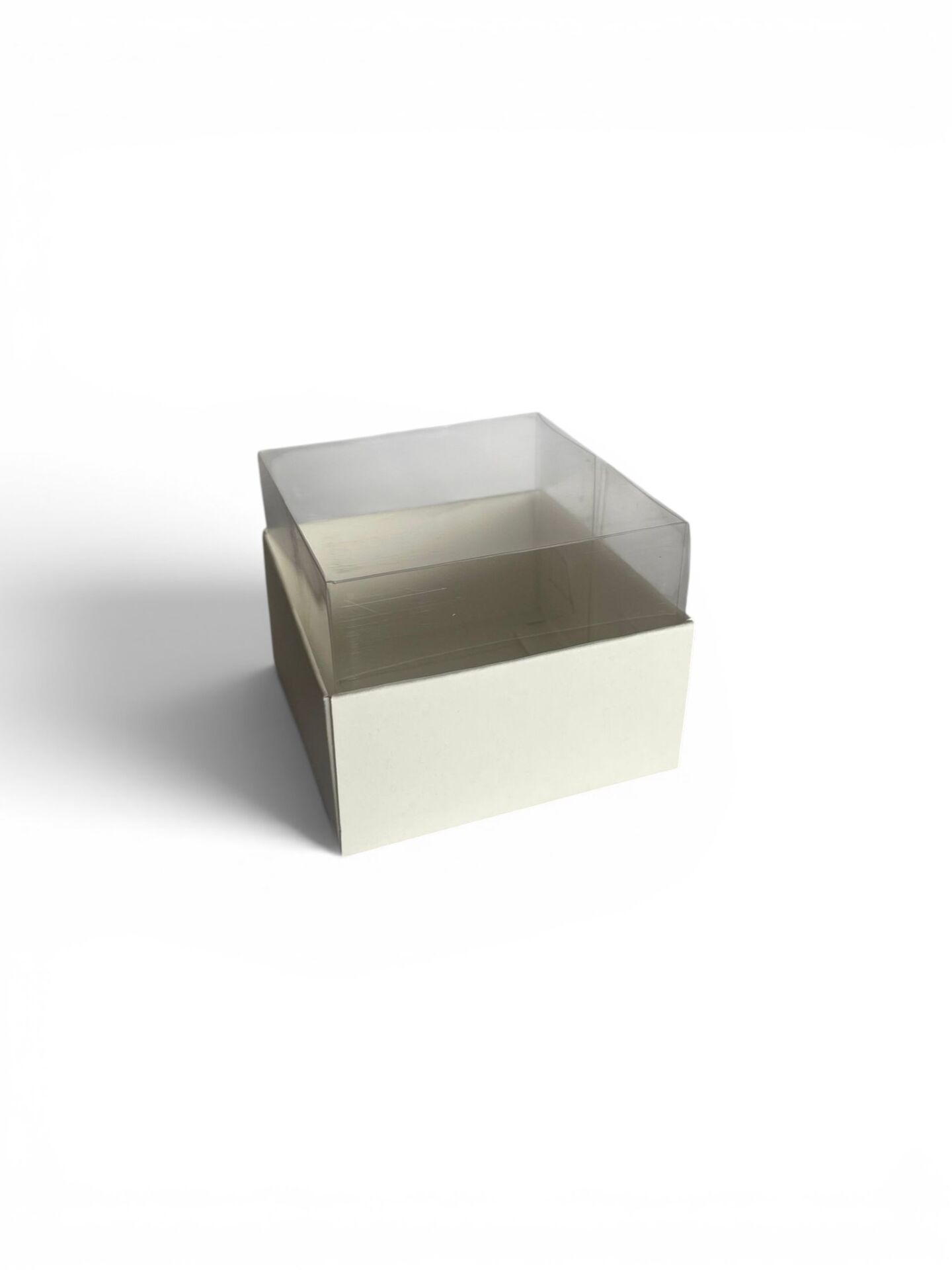 Asetat Kapaklı Krem Kutu - 8x8x4 cm