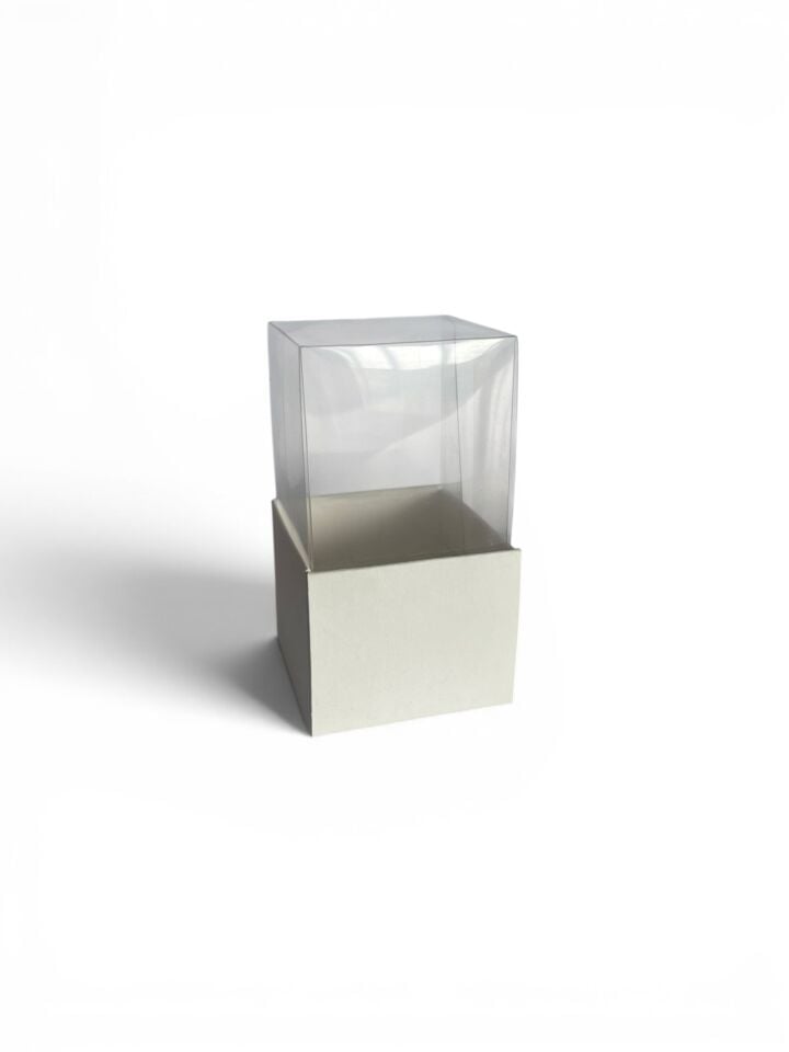 Asetat Kapaklı Krem Kutu - 5,5x5,5x4,5 cm