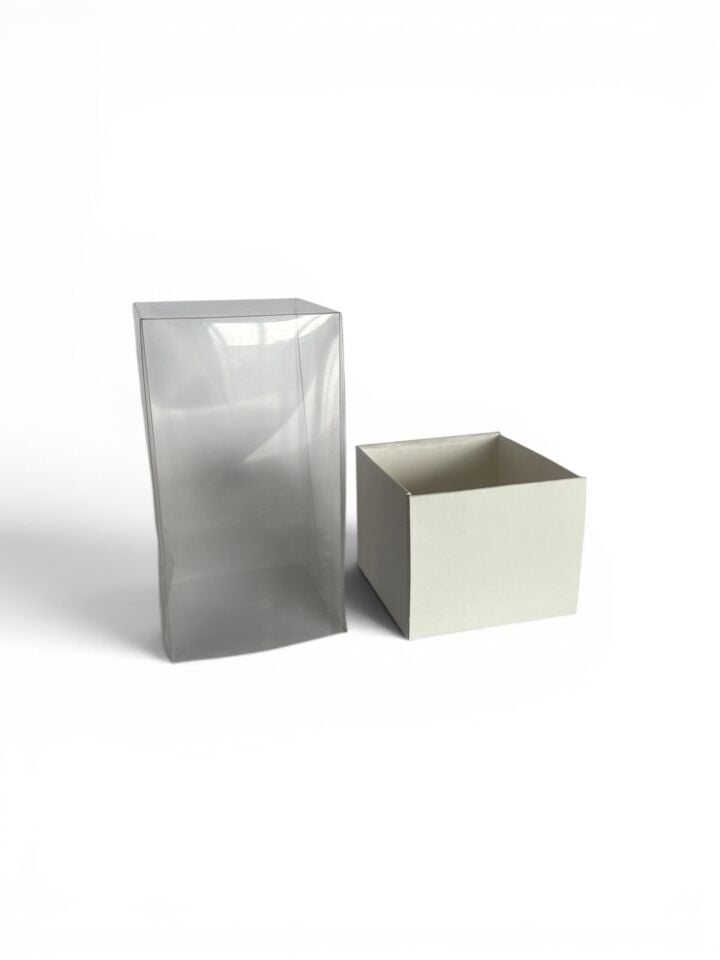 Asetat Kapaklı Krem Kutu - 5,5x5,5x4,5 cm