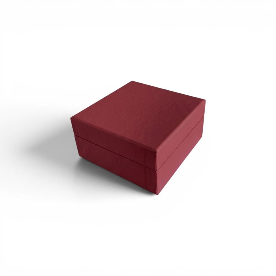 Aynalı Lambalı Kare Bordo Mukavva Kutu - 15x15x8 cm