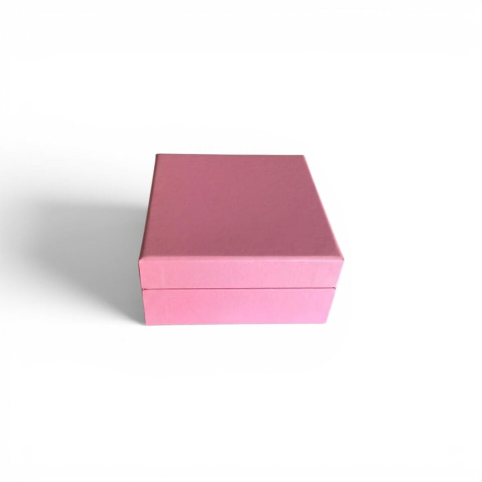 Aynalı Lambalı Kare Pembe Mukavva Kutu - 15x15x8 cm