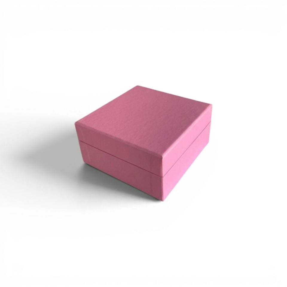 Aynalı Lambalı Kare Pembe Mukavva Kutu - 15x15x8 cm