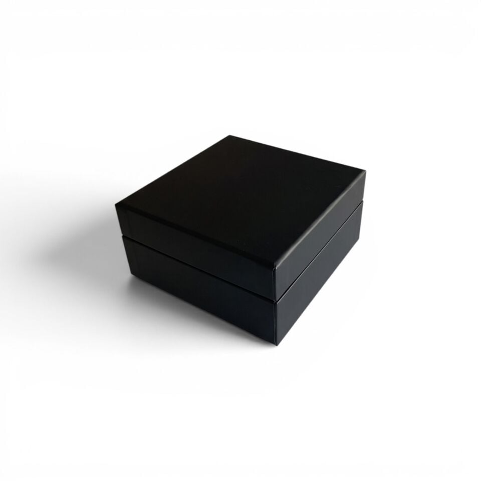 Aynalı Lambalı Kare Siyah Kutu - 15 x 15 x 8 cm