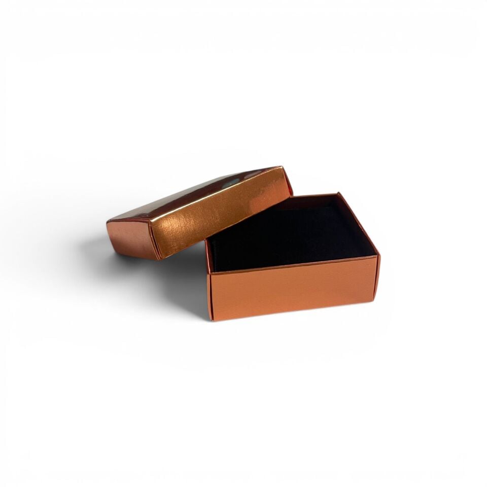 Bakır Yüzük Küpe Takı Kutusu - 6 x 8 x 3 cm -12 Lİ