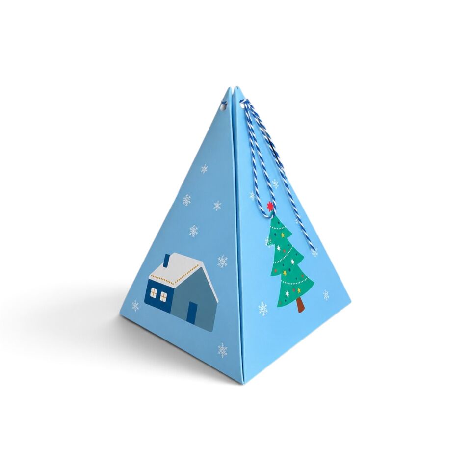 Yılbaşı Orta Boy Prizma Kutu 10 Adet - 12 x 12 x 16 cm