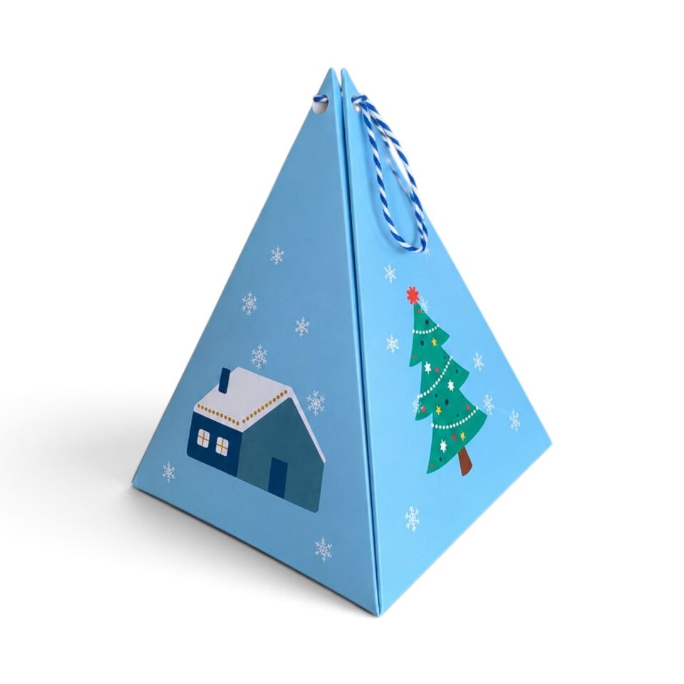 Yılbaşı Büyük Boy Prizma Kutu 10 Adet - 15 x 15 x 20 cm