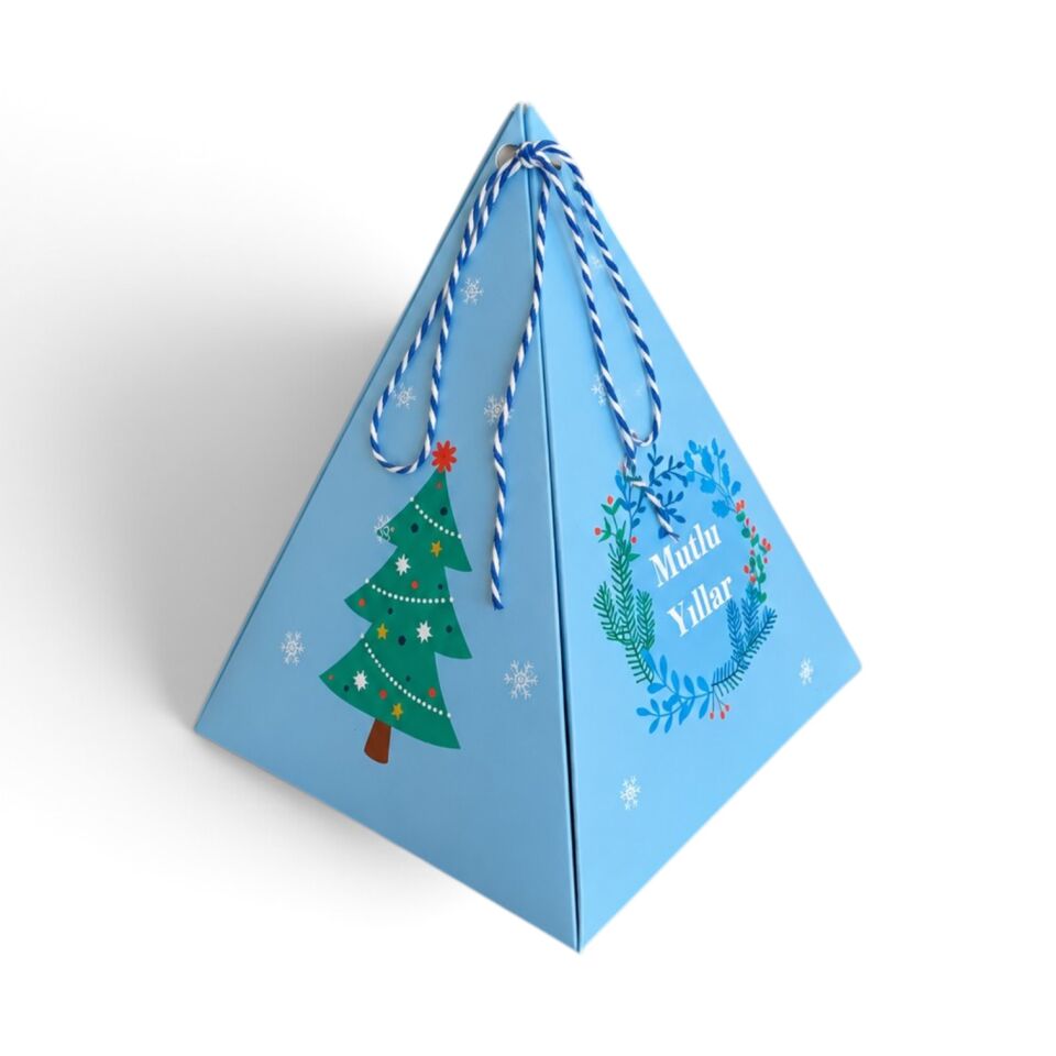 Yılbaşı Büyük Boy Prizma Kutu 10 Adet - 15 x 15 x 20 cm